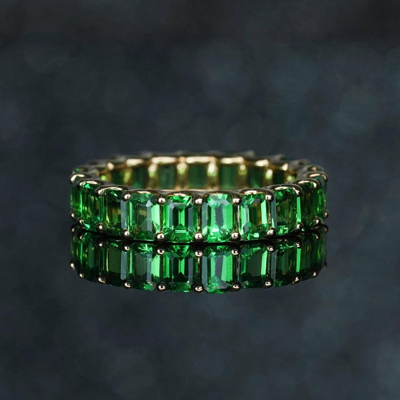 Tsavorite Emerald Cut U-Prong Eternity Band