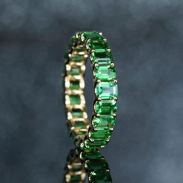 Tsavorite Emerald Cut U-Prong Eternity Band