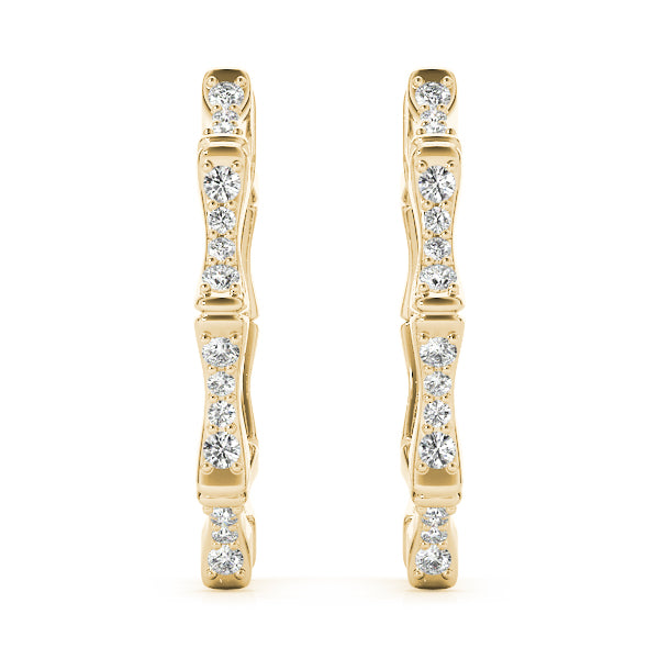 Bamboo Diamond Earring Hoops