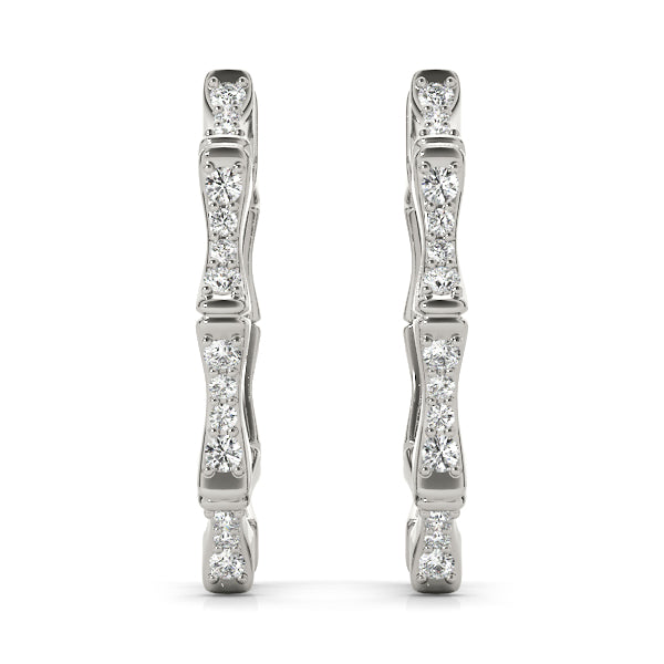 Bamboo Diamond Earring Hoops