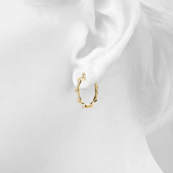 Bamboo Diamond Earring Hoops