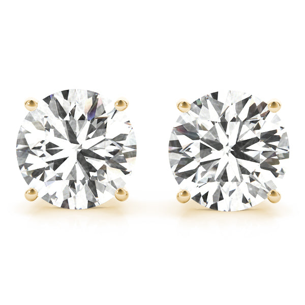 18K Yellow Gold / Round 4 Prong Stud Earring