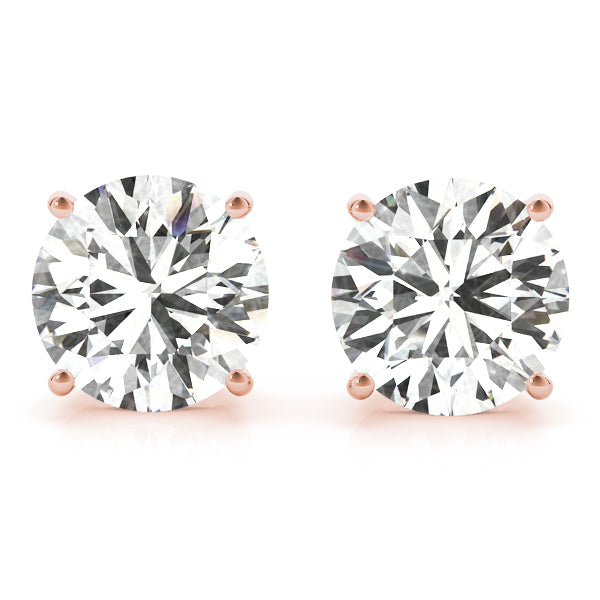 18K Rose Gold / Round 4 Prong Stud Earring