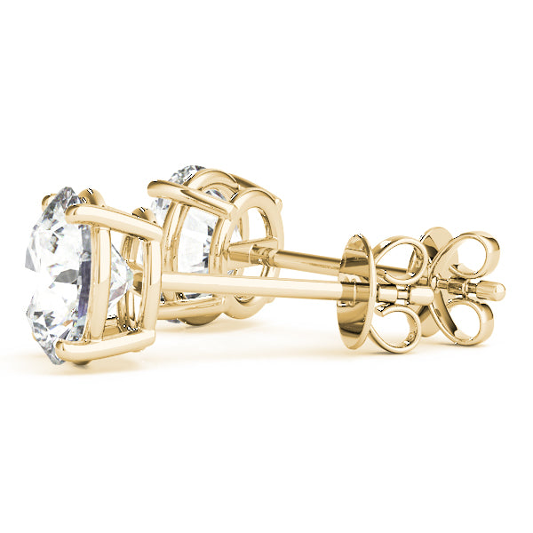 18K Yellow Gold / Round or Cushion 4 Prong Stud Earring