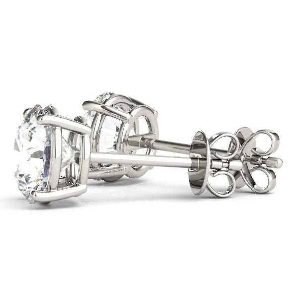 18K White Gold / Round or Cushion 4 Prong Stud Earring