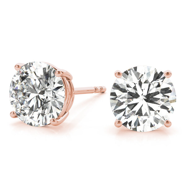 18K Rose Gold / Round 4 Prong Stud Earring