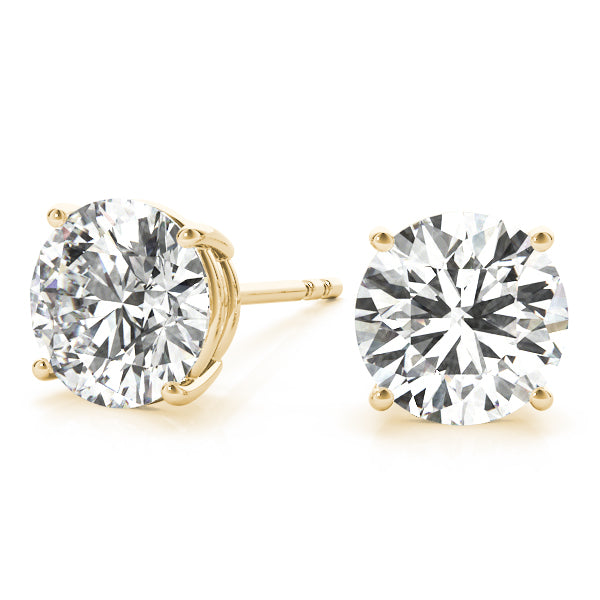 18K Yellow Gold / Round 4 Prong Stud Earring