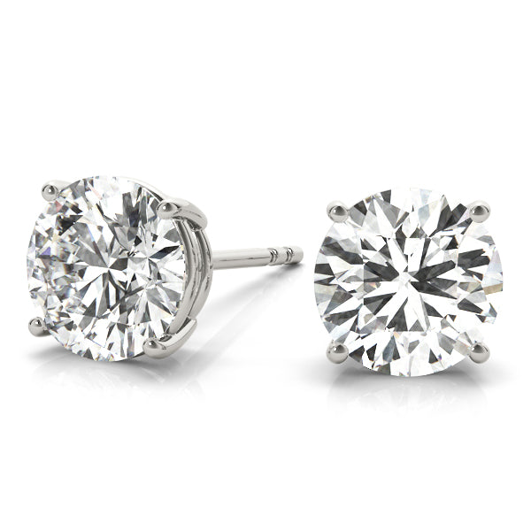 18K White Gold / Round 4 Prong Stud Earring