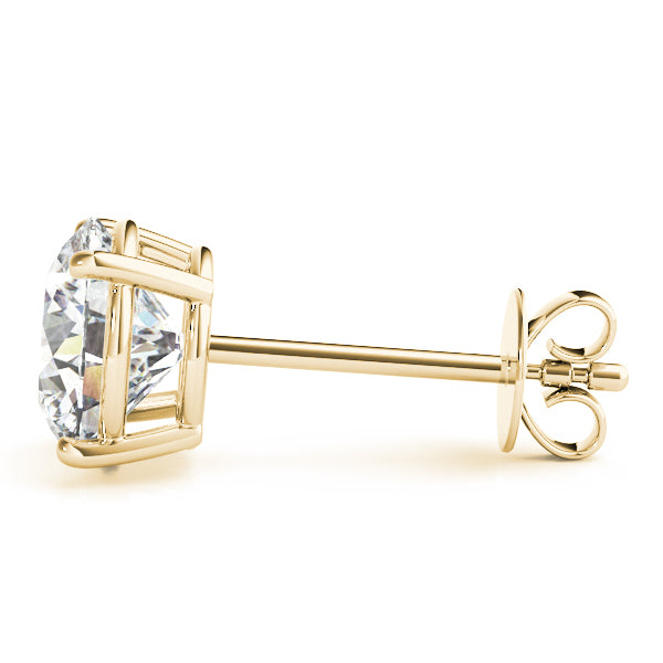 18K Yellow Gold / Round 4 Prong Stud Earring