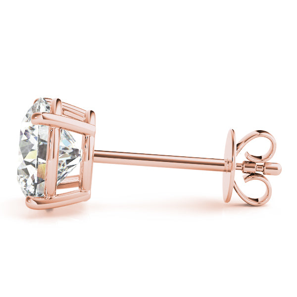 18K Rose Gold / Round 4 Prong Stud Earring