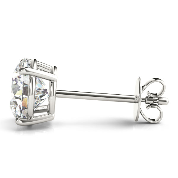 18K White Gold / Round 4 Prong Stud Earring