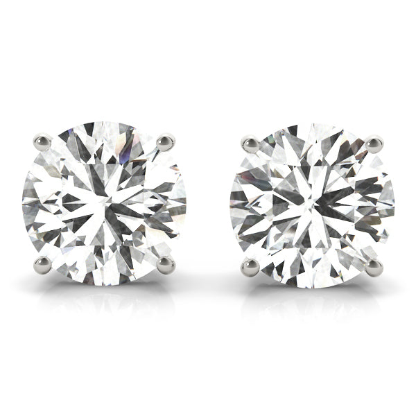 18K White Gold / Round 4 Prong Stud Earring