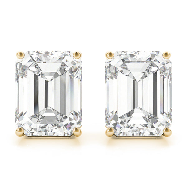 18K Yellow Gold / Emerald 4 Prong Stud Earring