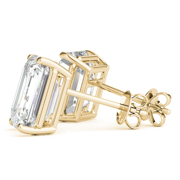 18K Yellow Gold / Emerald 4 Prong Stud Earring