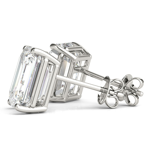 18K White Gold / Emerald 4 Prong Stud Earring