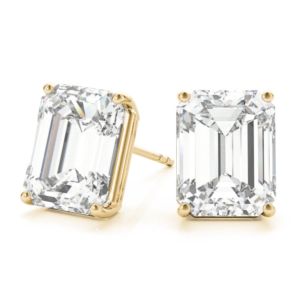 18K Yellow Gold / Emerald 4 Prong Stud Earring