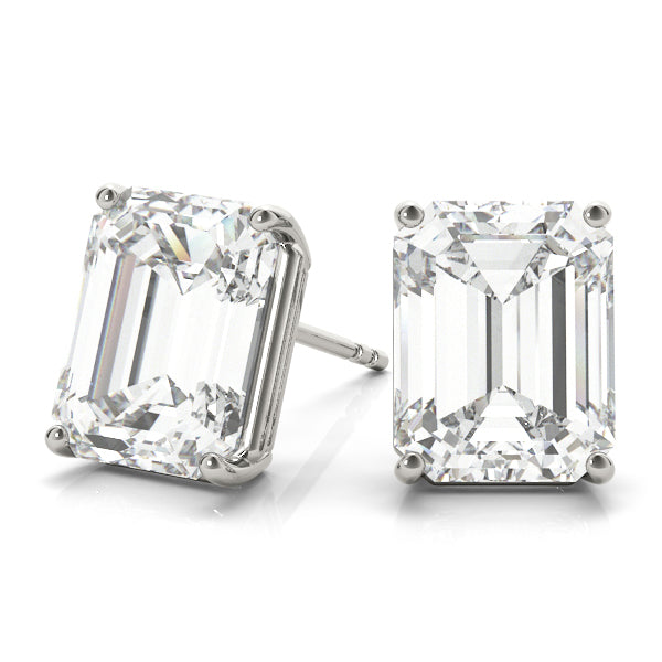 18K White Gold / Emerald 4 Prong Stud Earring