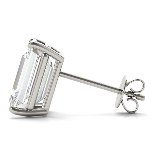 18K White Gold / Emerald 4 Prong Stud Earring
