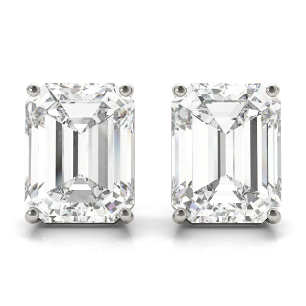 18K White Gold / Emerald 4 Prong Stud Earring
