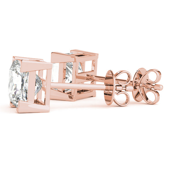 18K Rose Gold / Princess 4 Prong Stud Earring