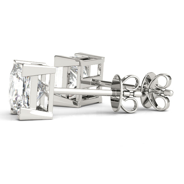 18K White Gold / Princess 4 Prong Stud Earring