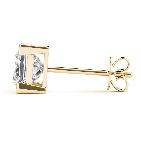 18K Yellow Gold / Princess 4 Prong Stud Earring