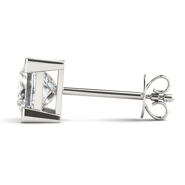 18K White Gold / Princess 4 Prong Stud Earring