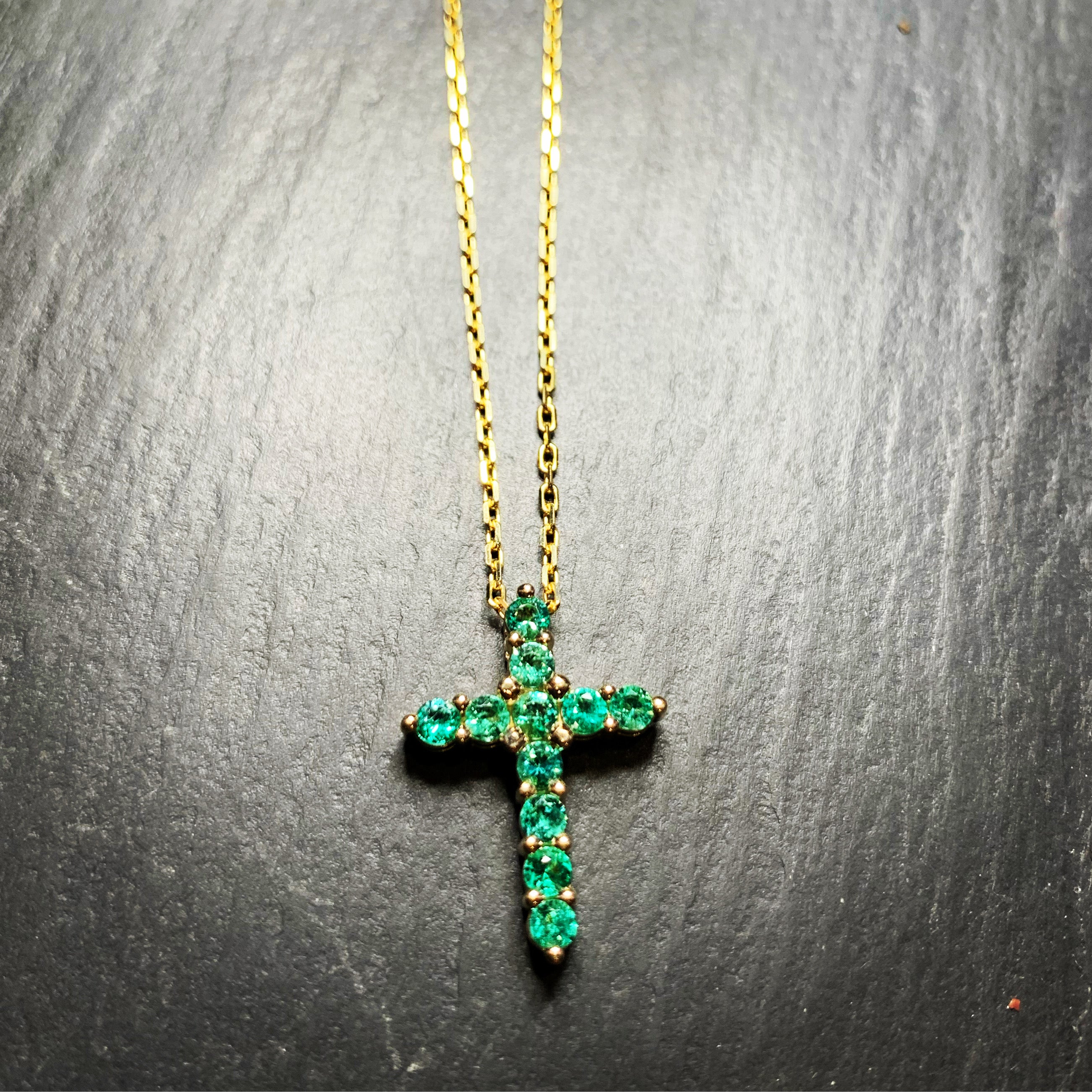 Precious Gemstone Cross Necklace