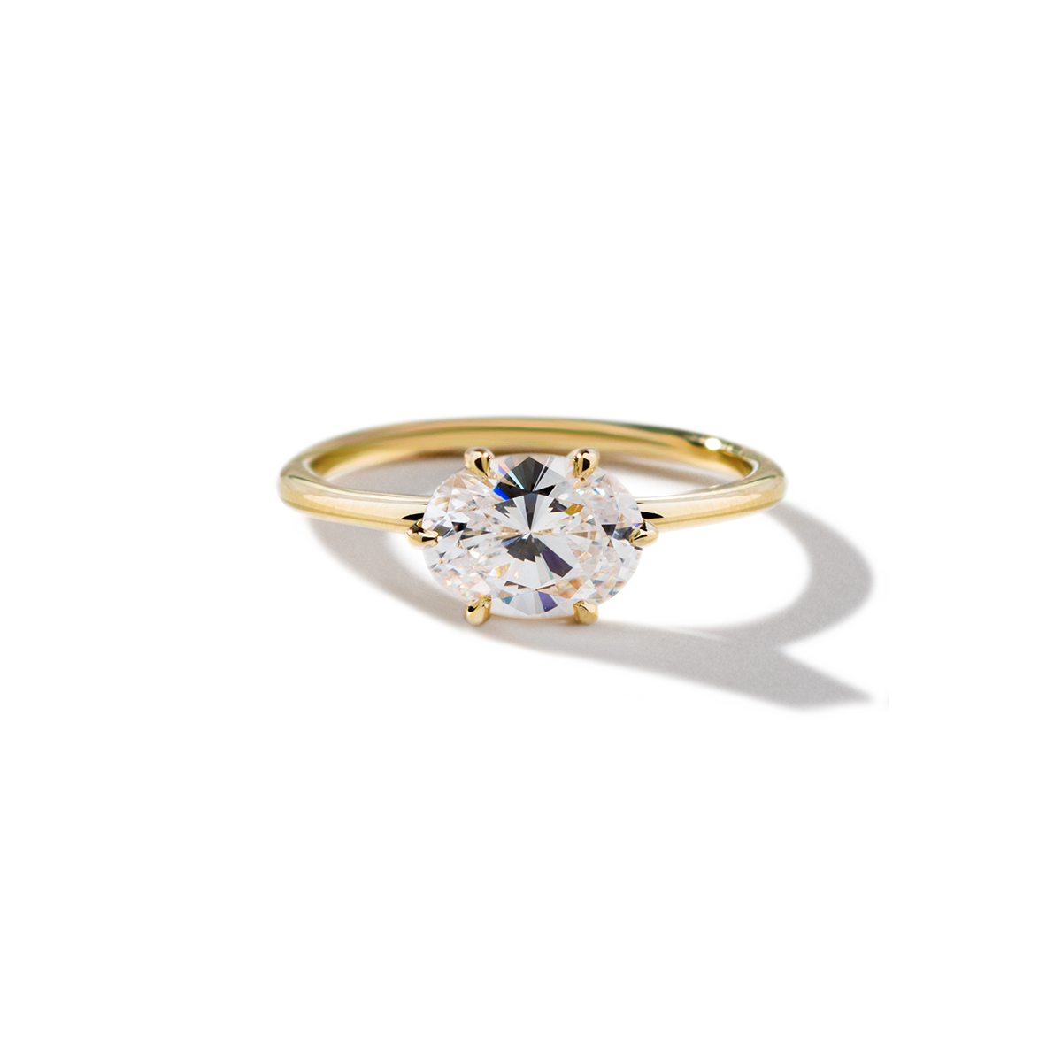 18K Yellow Gold Oval Engagement Ring Solitaire